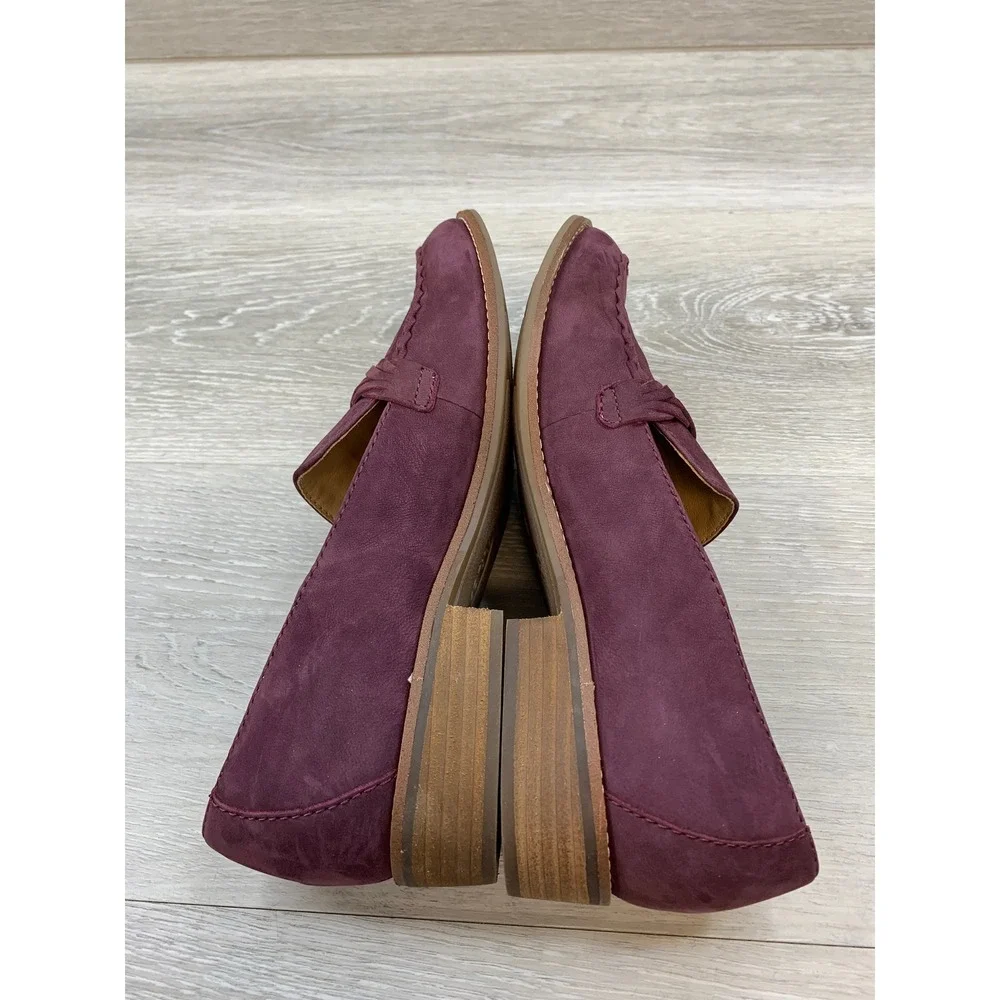 Earth Etedie Burgundy Leather Braided Loafers Women's 7M Purple Slip On Shoes